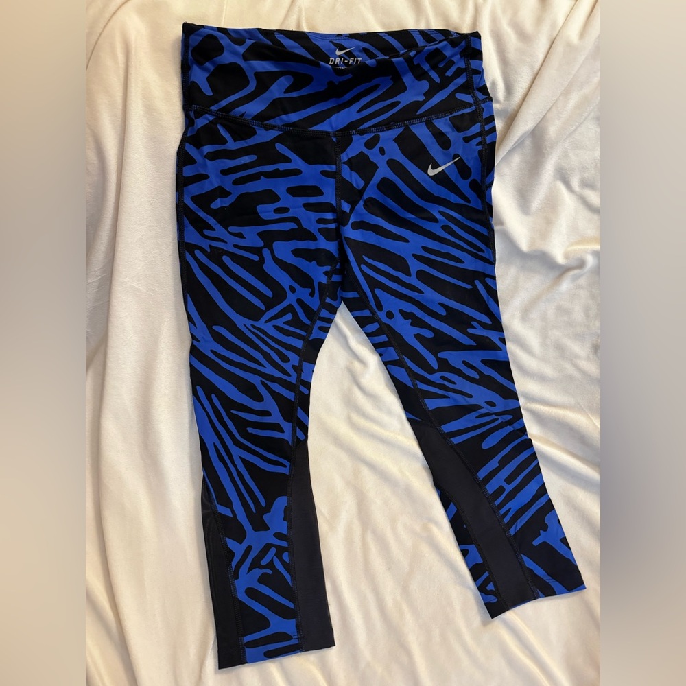 Nike Women’s Dri-Fit Blue Animal Print Leggings Size S